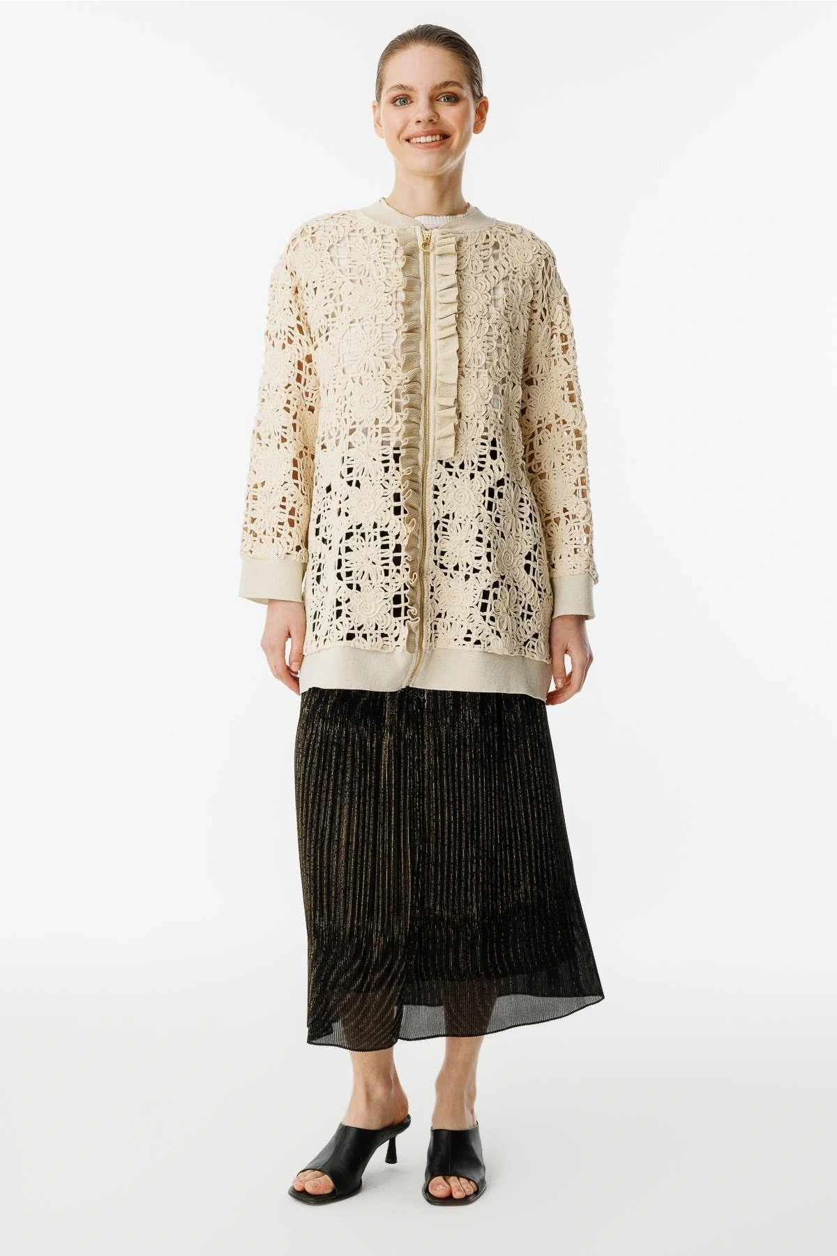 Ghisa Kadın Bej Güpür Ceket 25YGSHRK3075