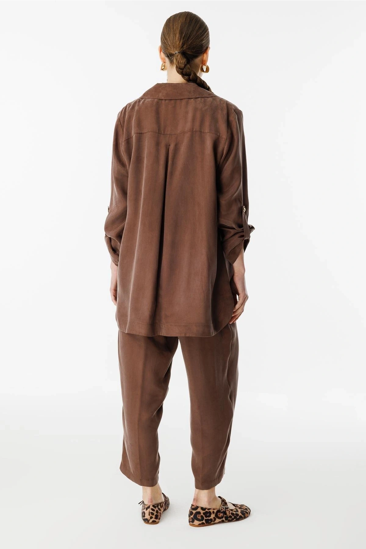 Ghisa Kadın İpek Kupra Kahverengi Takım 25YGSTKM3047