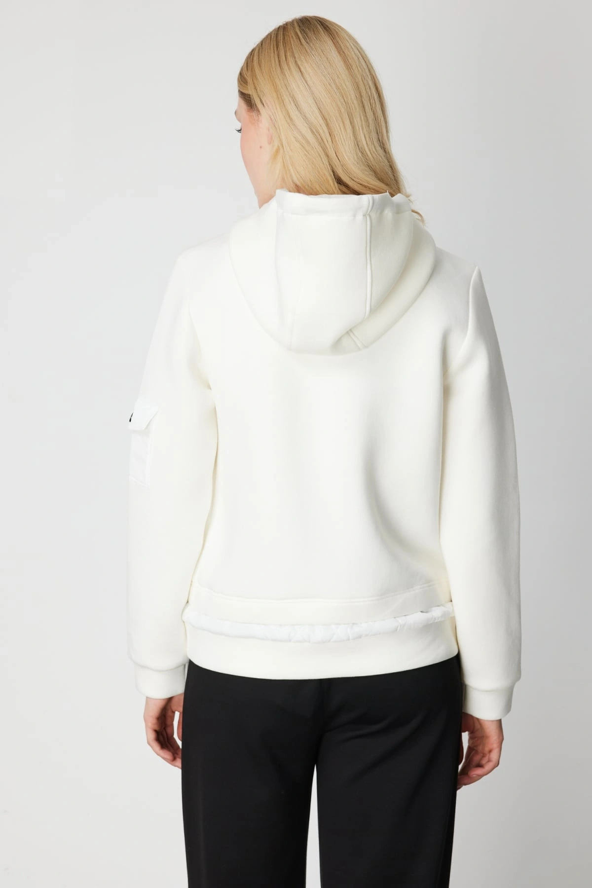 On Fashion Kadın Kapüşonlu Cepli Ekru Mont 60703