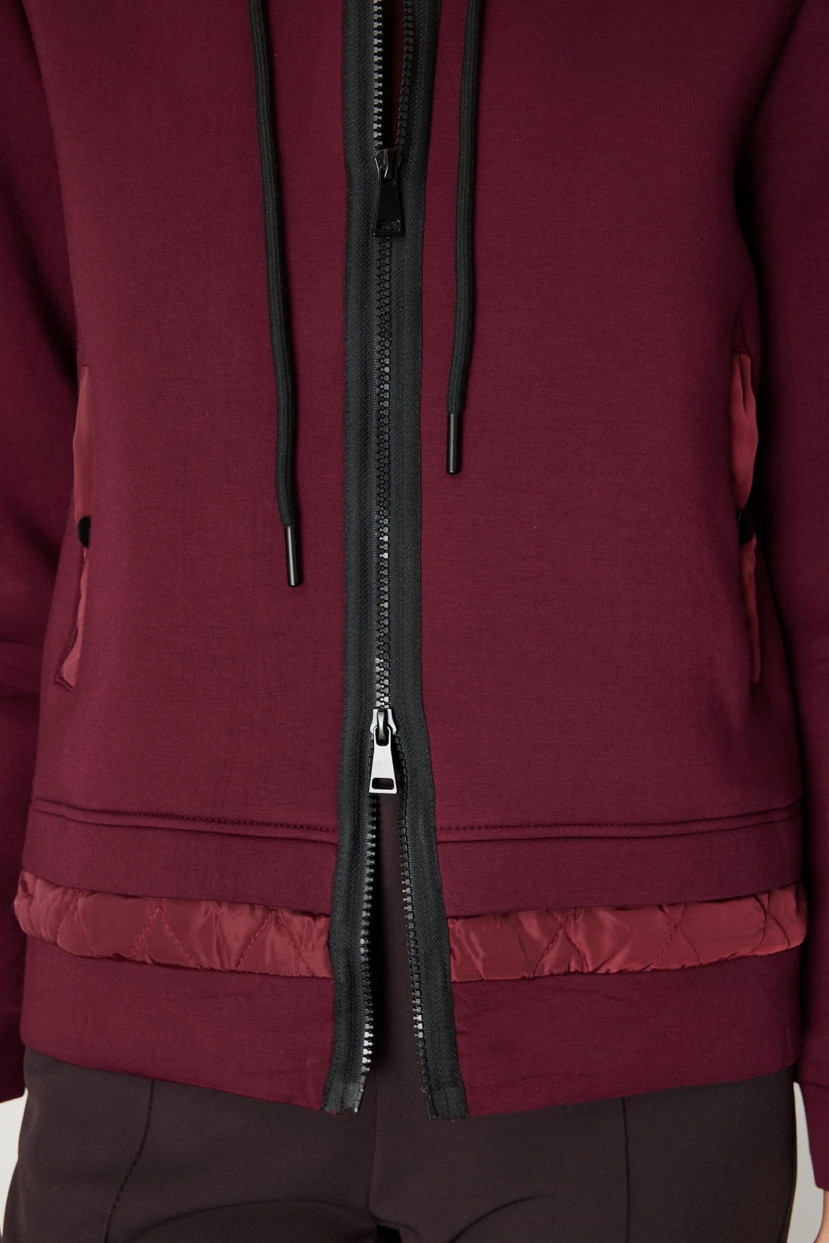 On Fashion Kadın Kapüşonlu Cepli Bordo Mont 60703