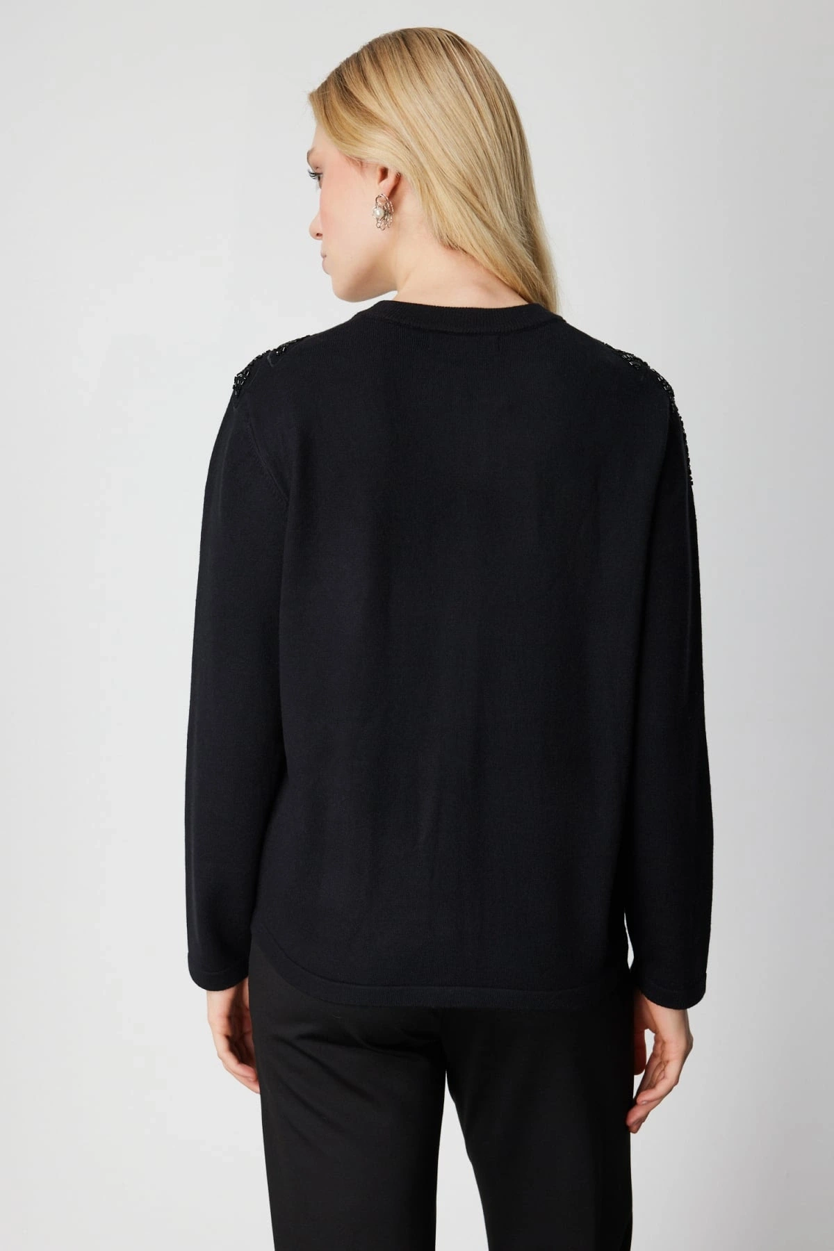 On Fashion Kadın Taş Detaylı Siyah Hırka 60908