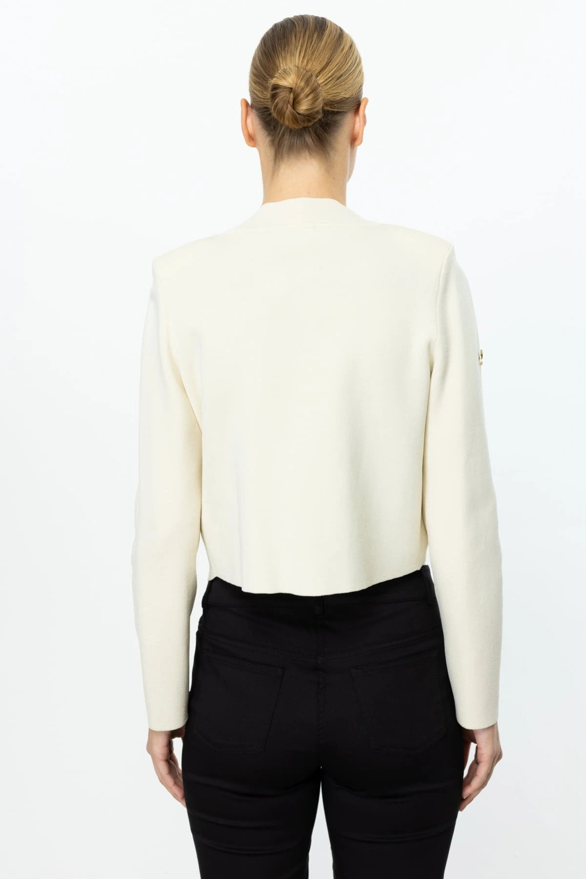 On Fashion Kadın Zımbalı Krem Hırka 59901