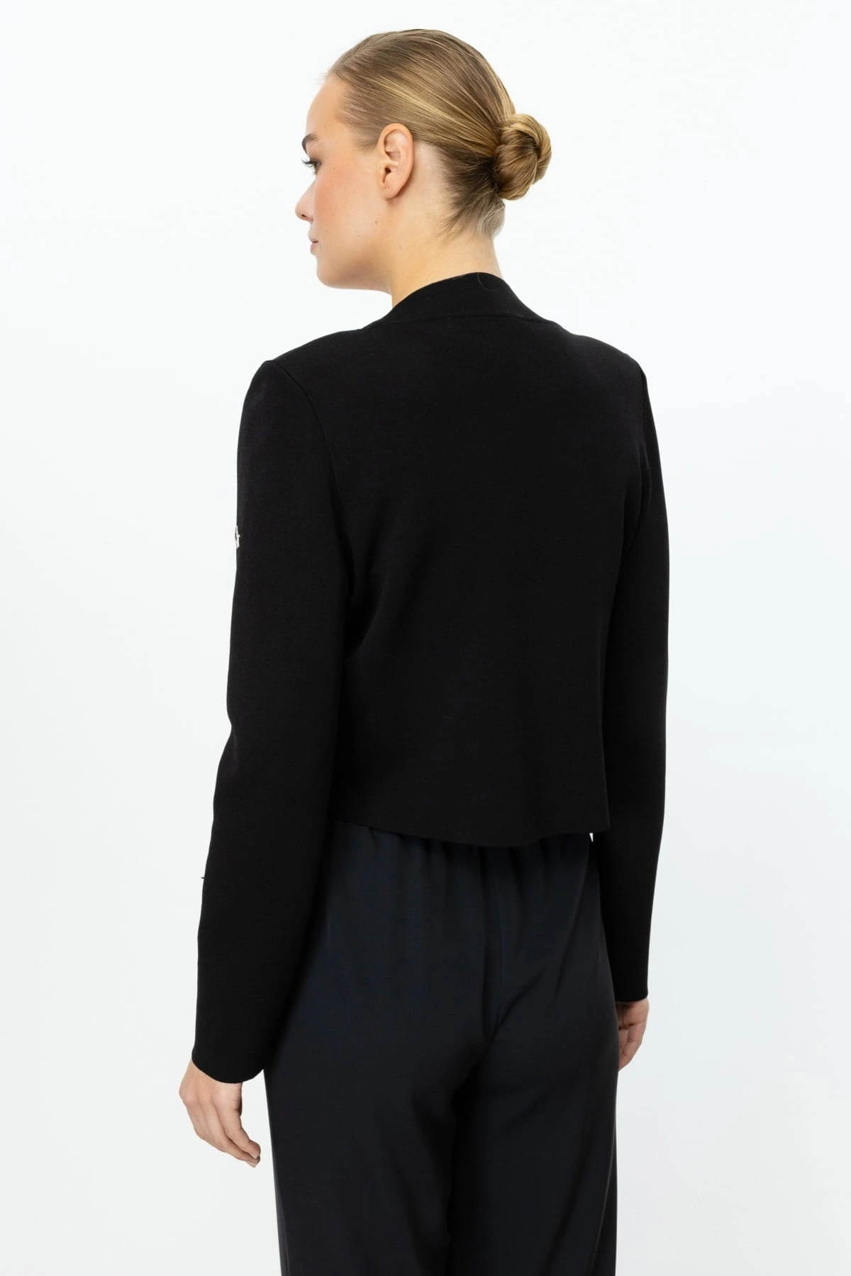 On Fashion Kadın Zımbalı Siyah Hırka 59901