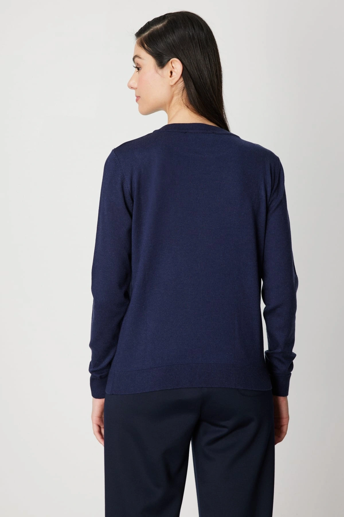 On Fashion Kadın Omzu Aksesuarlı Balıkçı Yaka Lacivert Kazak 63314