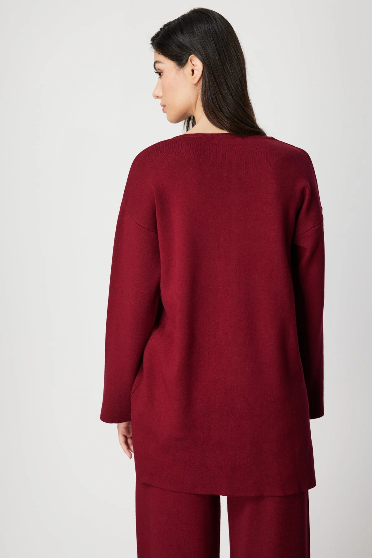 On Fashion Kadın Zincir Şeritli Bordo Kazak 63320