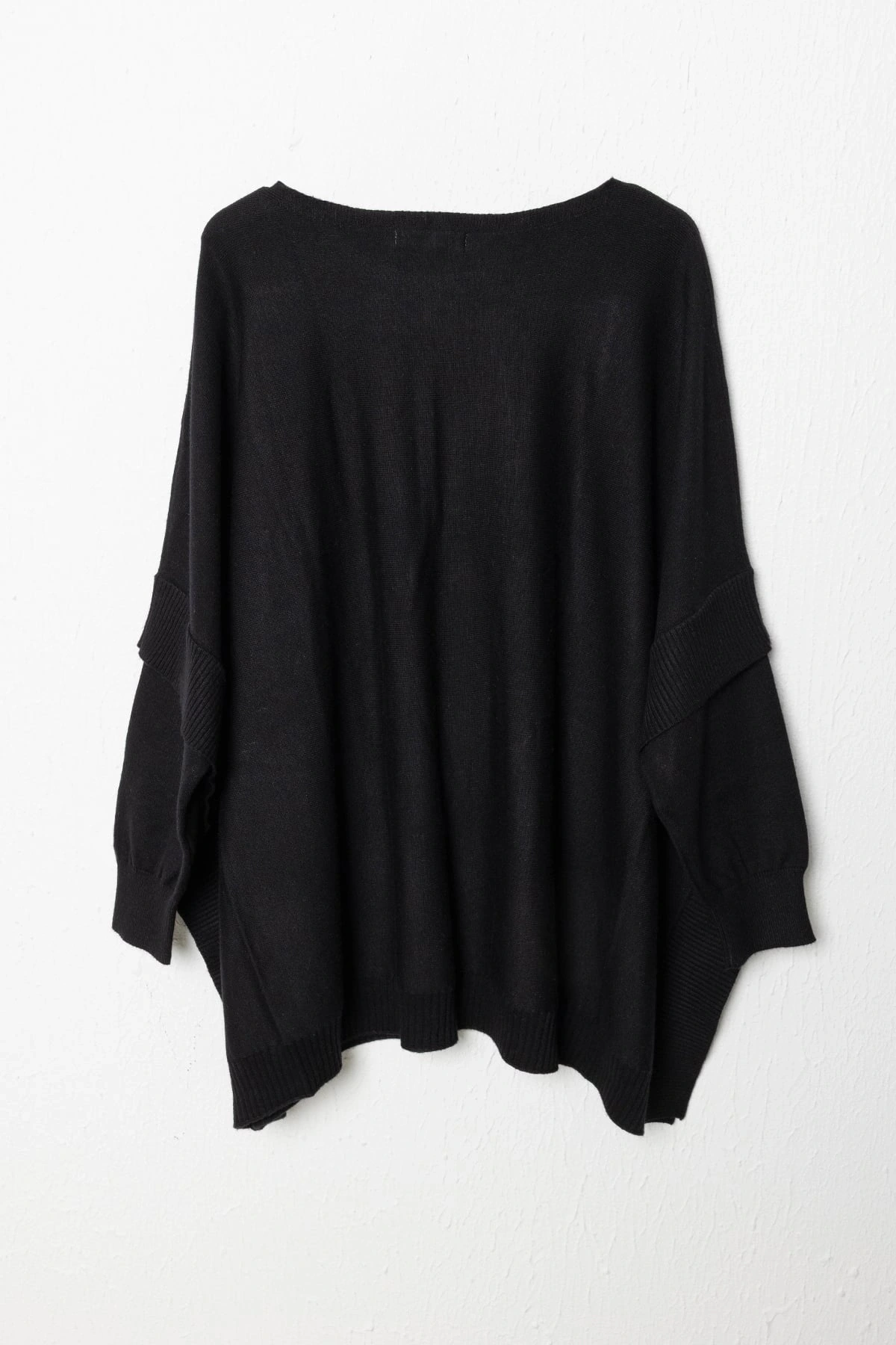 On Fashion Kadın Taş Detaylı Yarasa Kol Siyah Kazak 60301