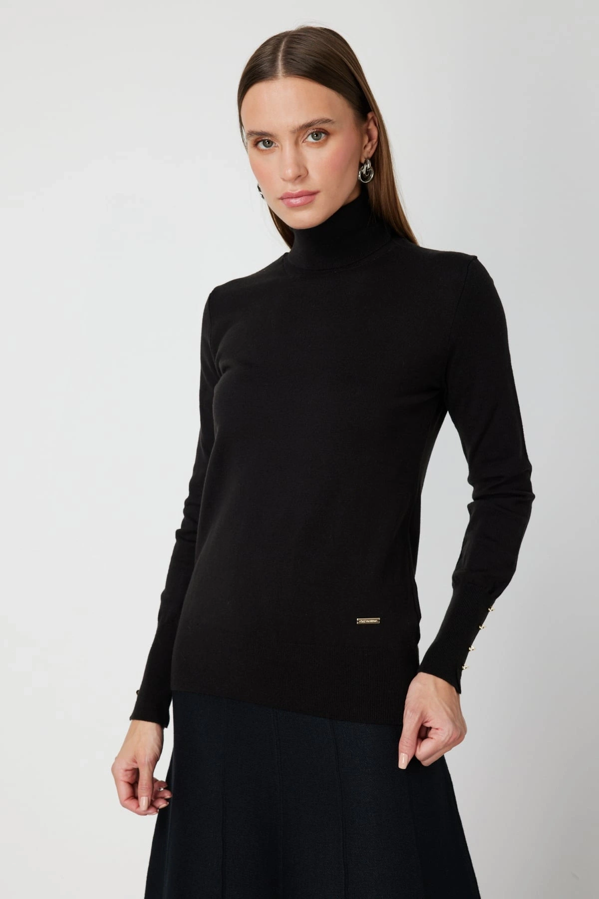 On Fashion Kadın Siyah Boğazlı Kazak 63503