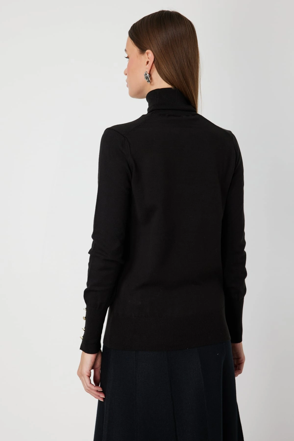 On Fashion Kadın Siyah Boğazlı Kazak 63503