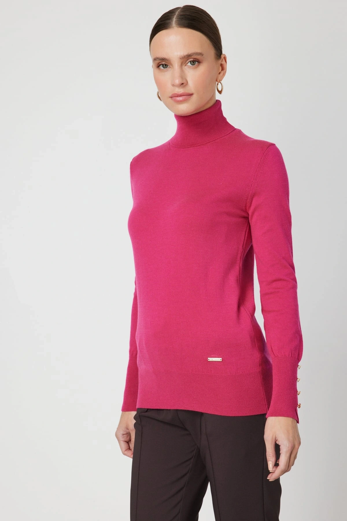 On Fashion Kadın Fuşya Boğazlı Kazak 63503