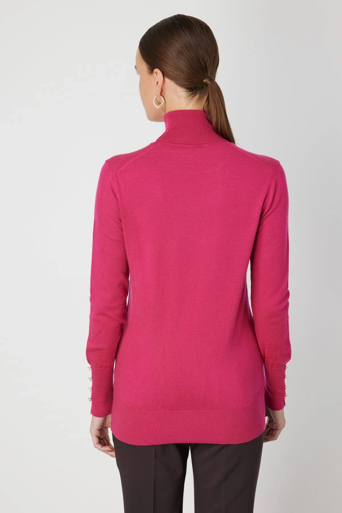 On Fashion Kadın Fuşya Boğazlı Kazak 63503