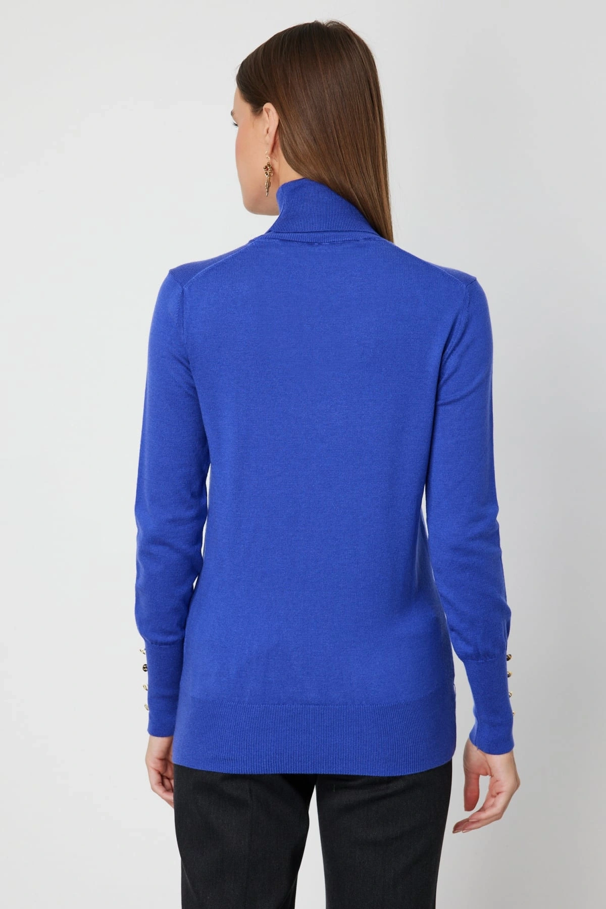 On Fashion Kadın Saks Mavisi Boğazlı Kazak 63503