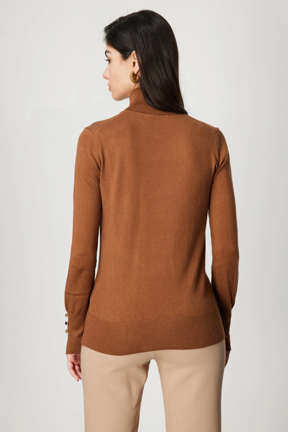 On Fashion Kadın Kahverengi Boğazlı Kazak 63503