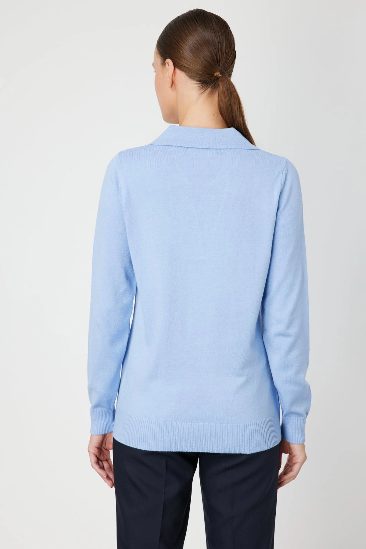 On Fashion Kadın Omuz Yaprak Zincirli Açık Mavi Kazak 65334