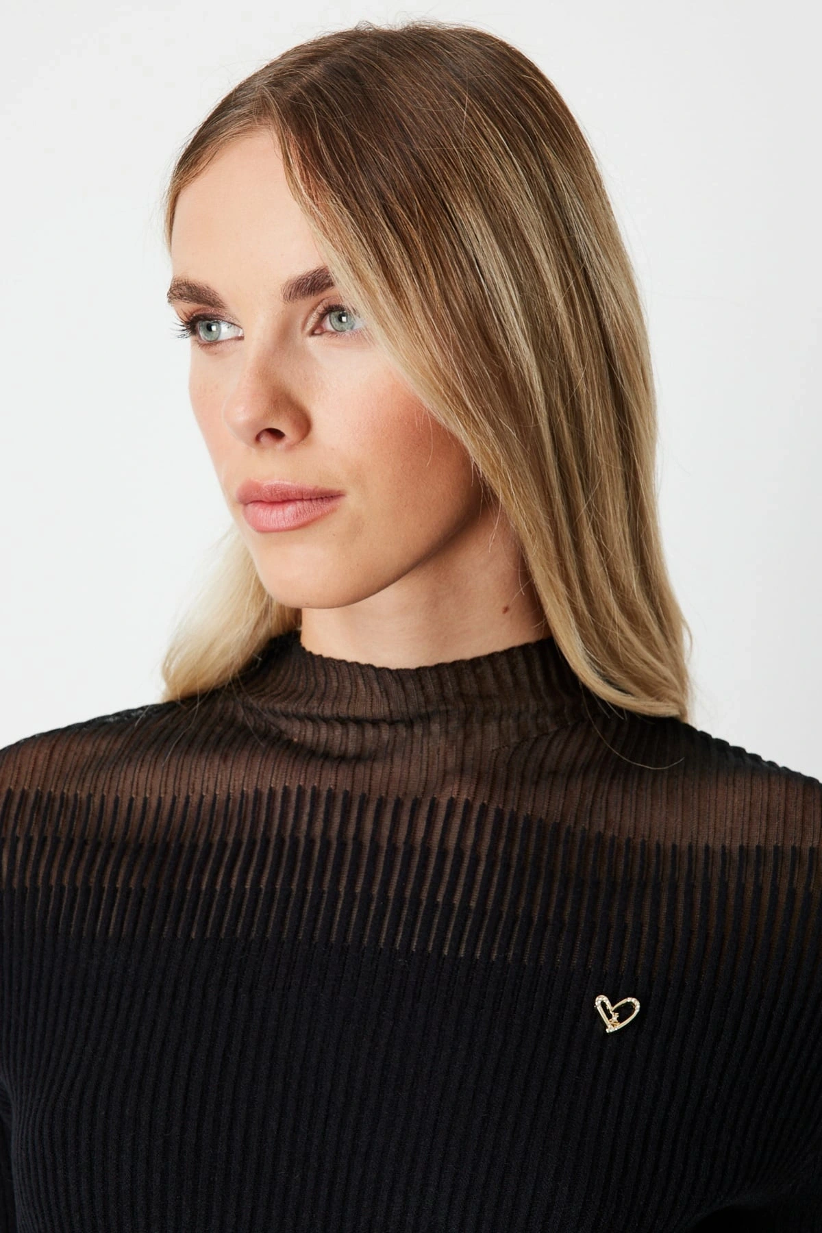 On Fashion Kadın Yarım Balıkçı İnce Örme Siyah Kazak 60346