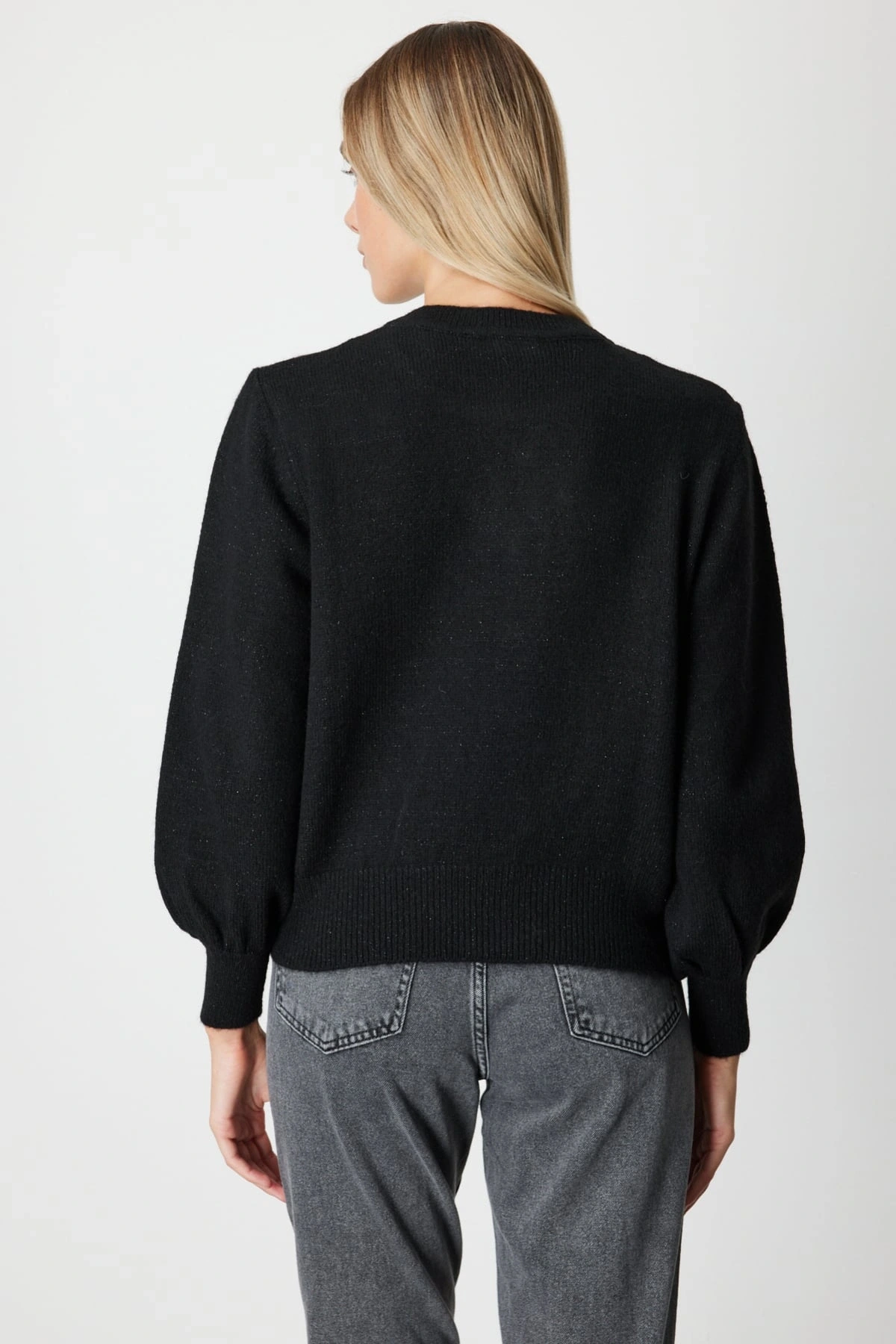 On Fashion Kadın İncili Baklava Desenli Siyah Kazak 63316