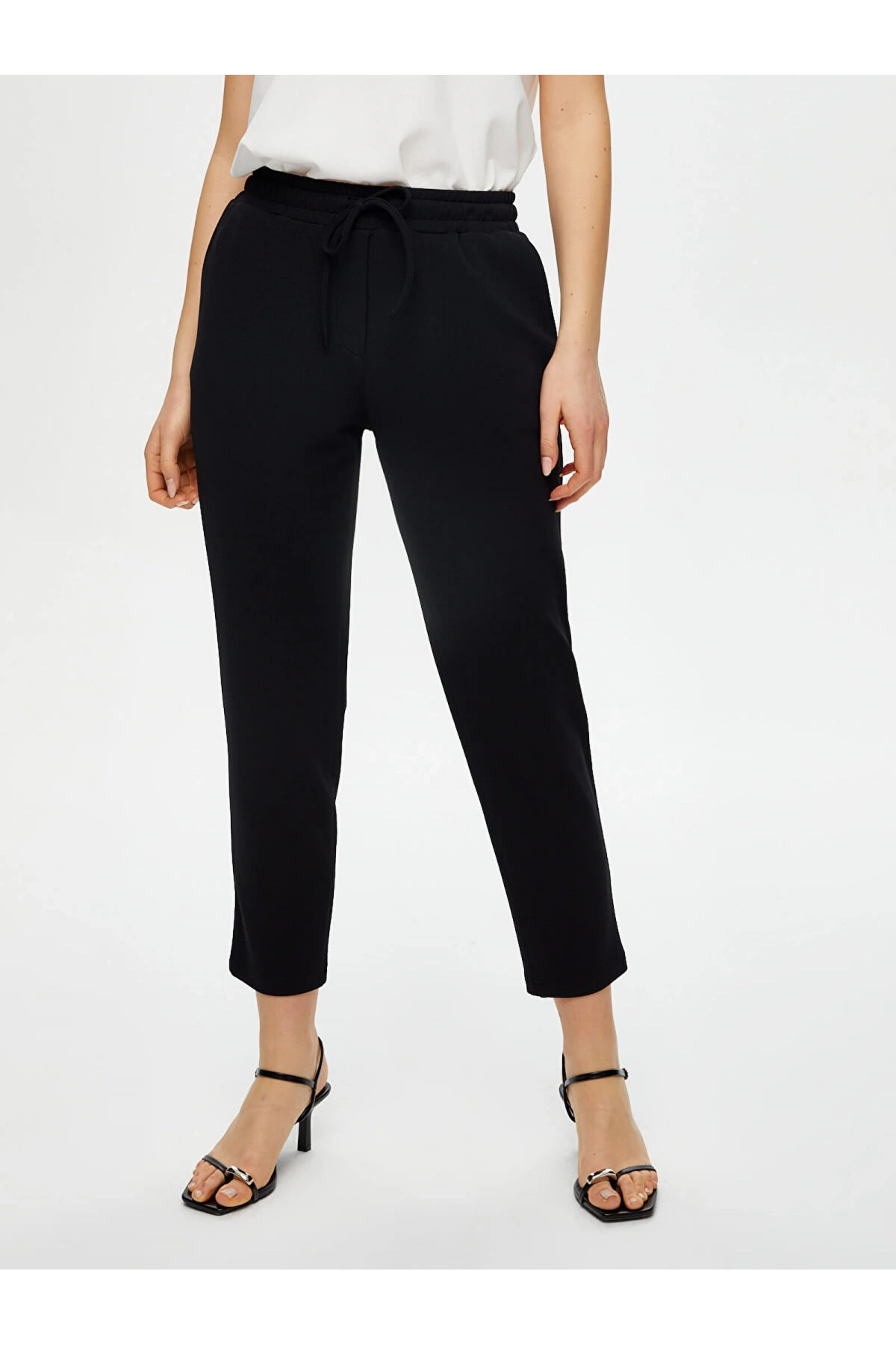 Faik Sönmez Kadın Comfort Fit Krep Örme Siyah Pantolon B00074-1