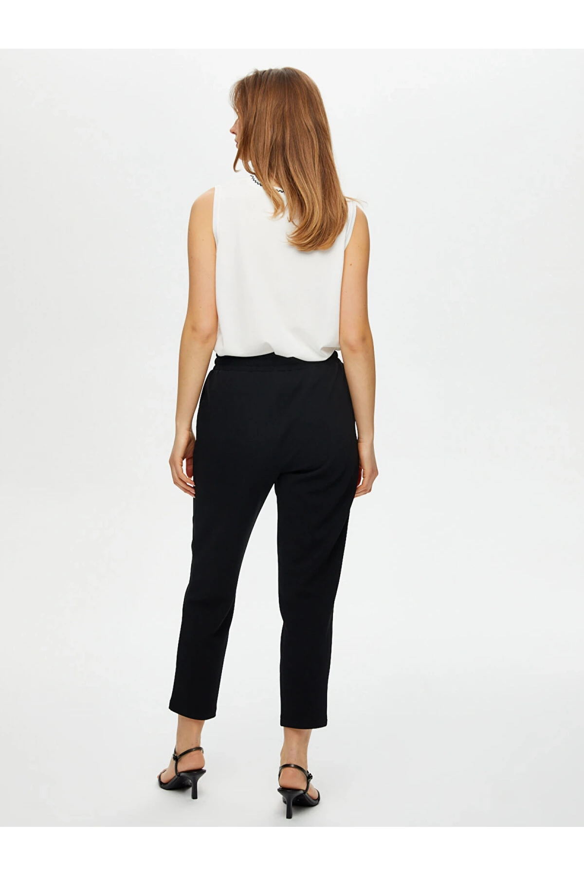 Faik Sönmez Kadın Comfort Fit Krep Örme Siyah Pantolon B00074-1