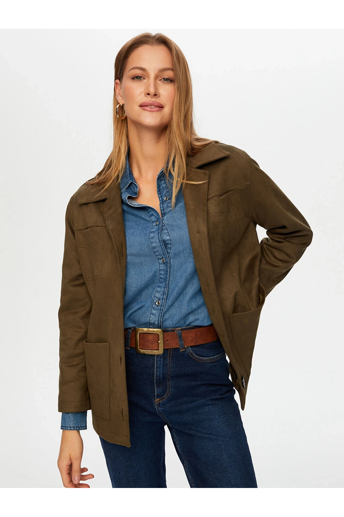 Faik Sönmez Kadın Astarlı Kahverengi Süet Ceket UW26CKT007