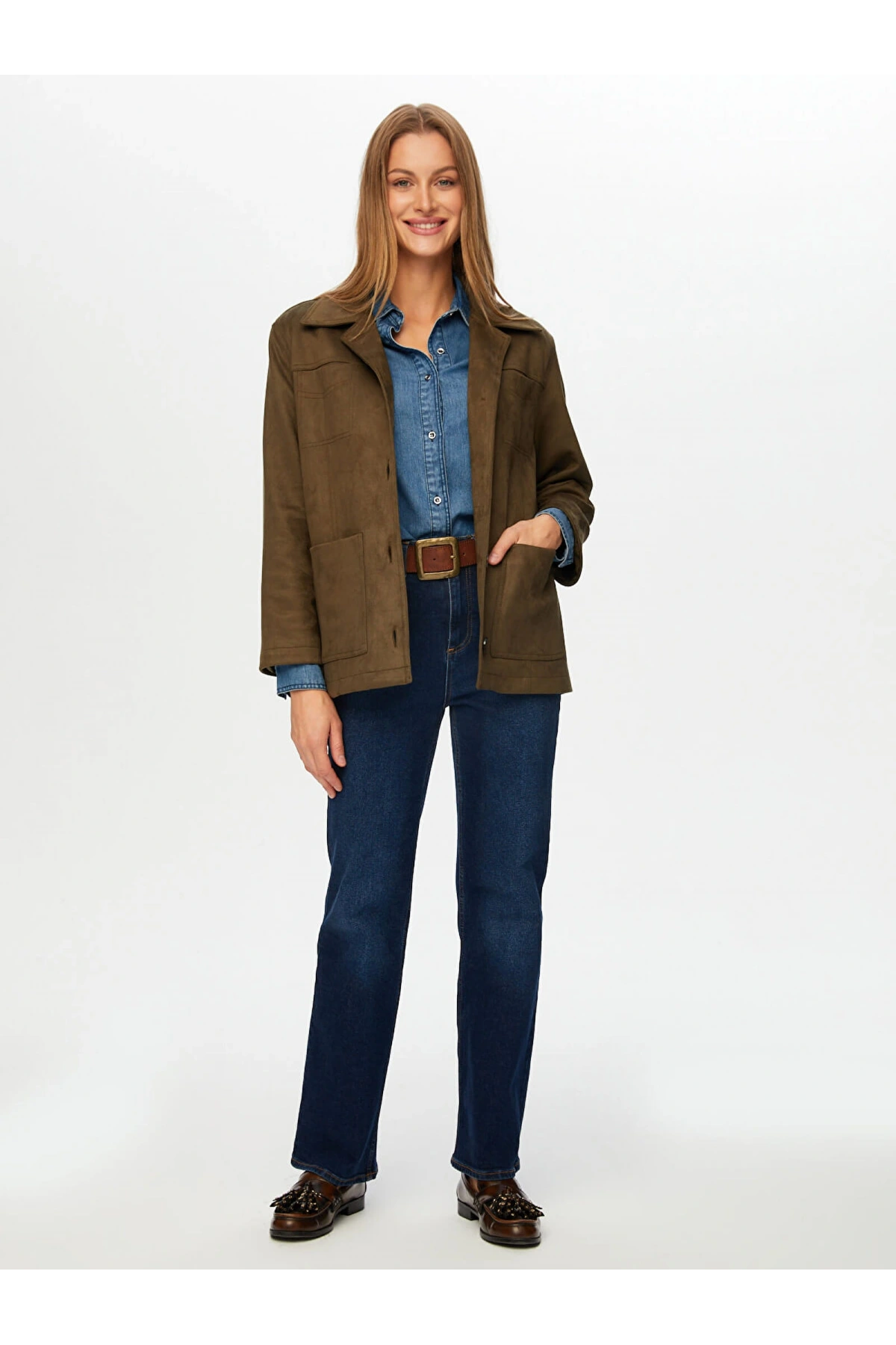 Faik Sönmez Kadın Astarlı Kahverengi Süet Ceket UW26CKT007