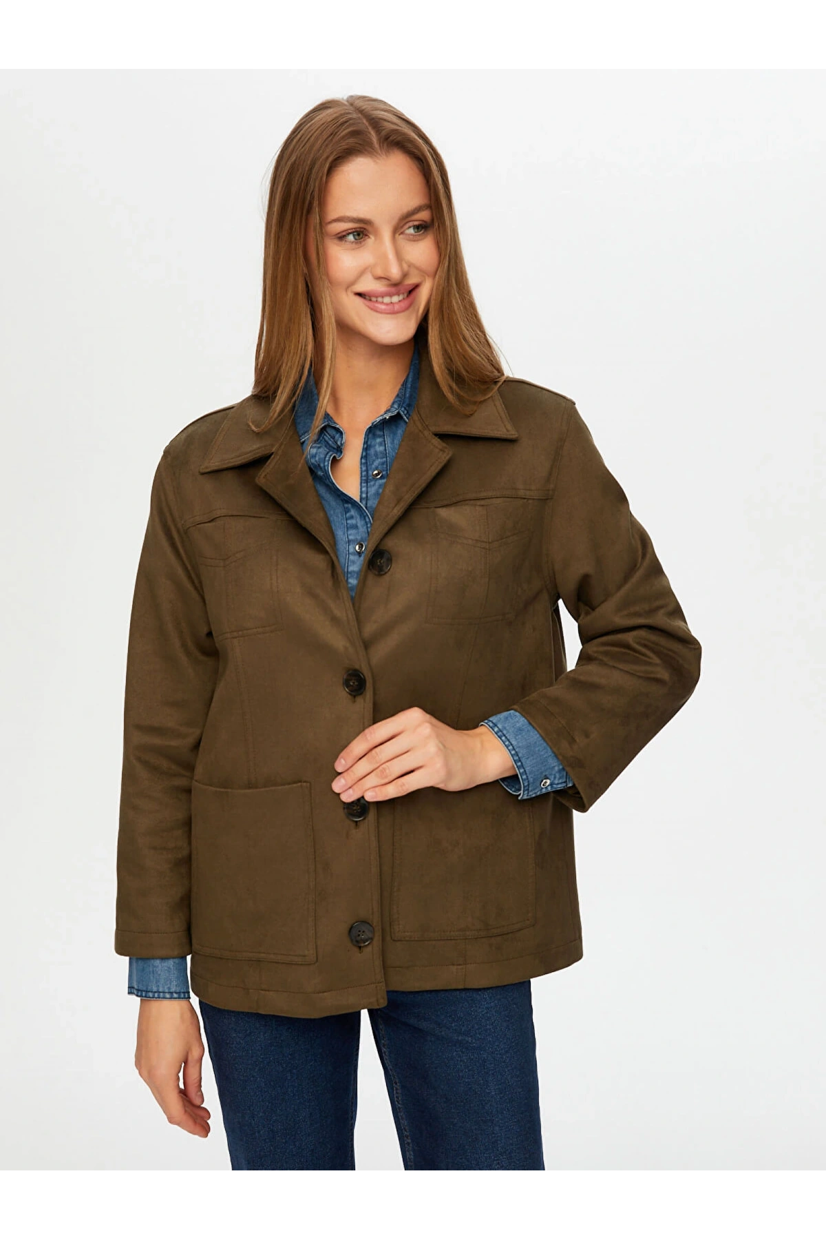 Faik Sönmez Kadın Astarlı Kahverengi Süet Ceket UW26CKT007