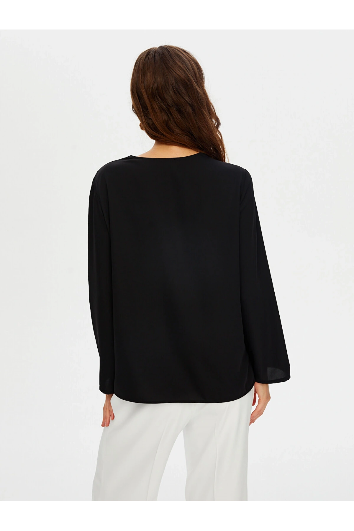 Fail Sönmez Kadın Renk Bloklu Devrik Yaka Siyah Gömlek UW26GML013