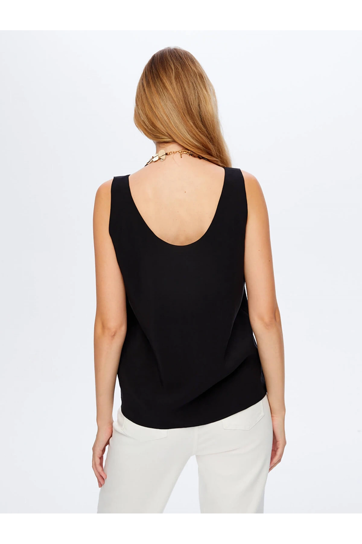 Faik Sönmez Kadın Modallı V Yaka Örme Siyah Atlet UW26ATL011