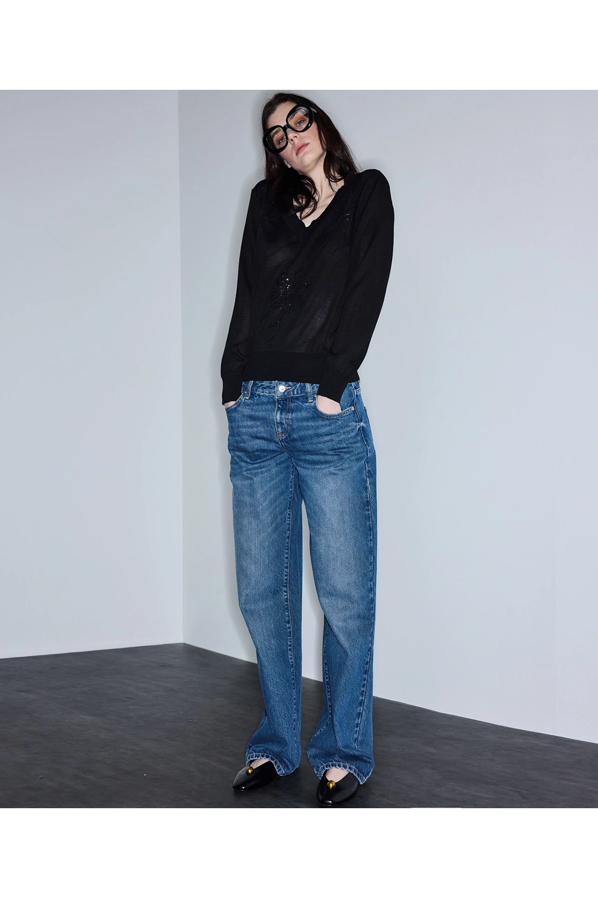 İpekyol Çiçek Motifli Triko IS1260050072