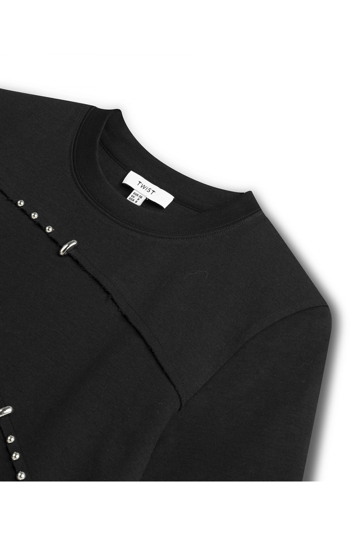 Twist Metal Aksesuarlı Asimetrik T-Shirt TS1260070090