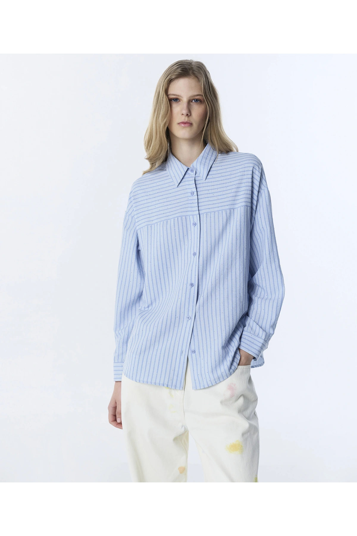 Twist Hotfix Baskılı Çizgi desen Gömlek TS1260025160