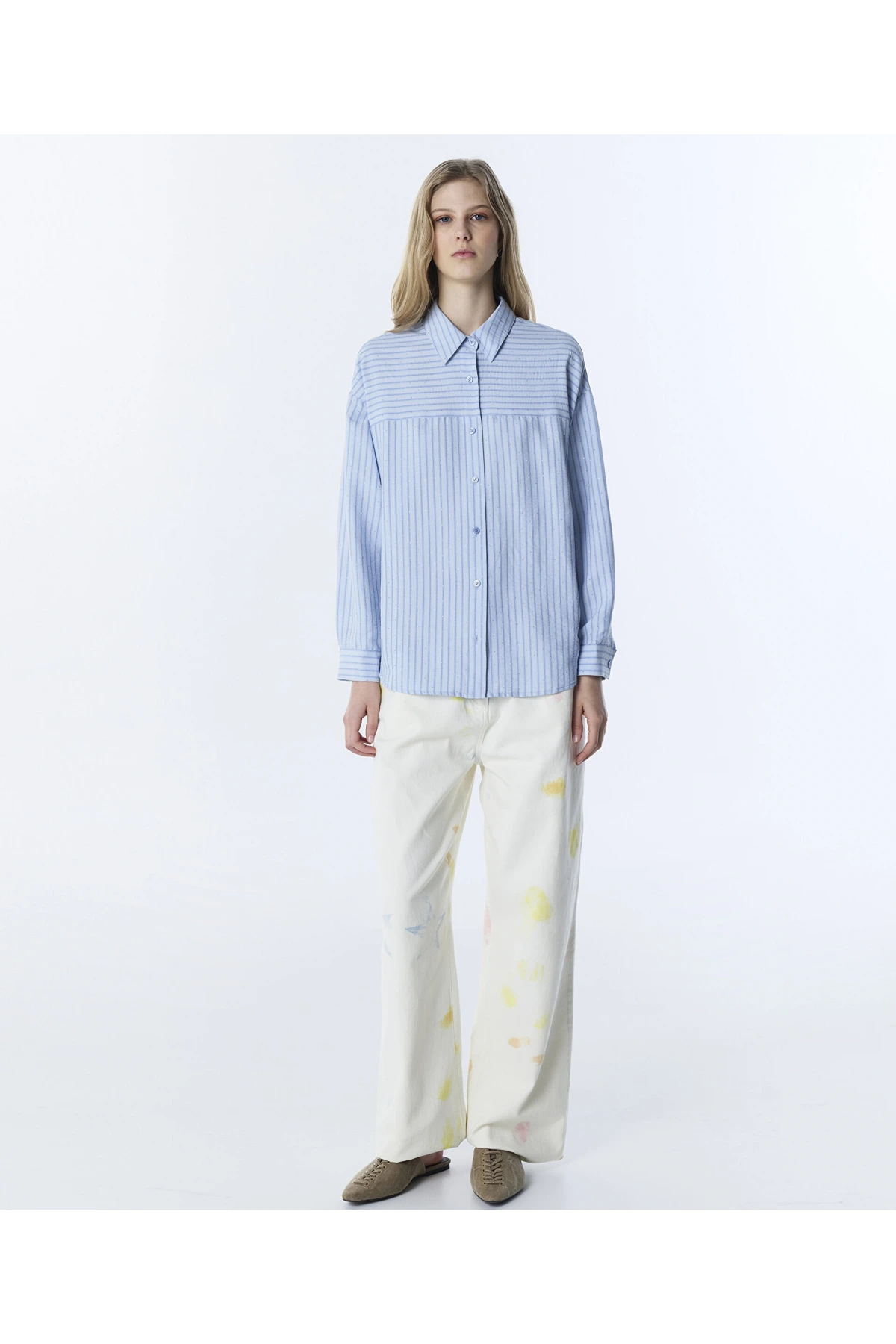 Twist Hotfix Baskılı Çizgi desen Gömlek TS1260025160