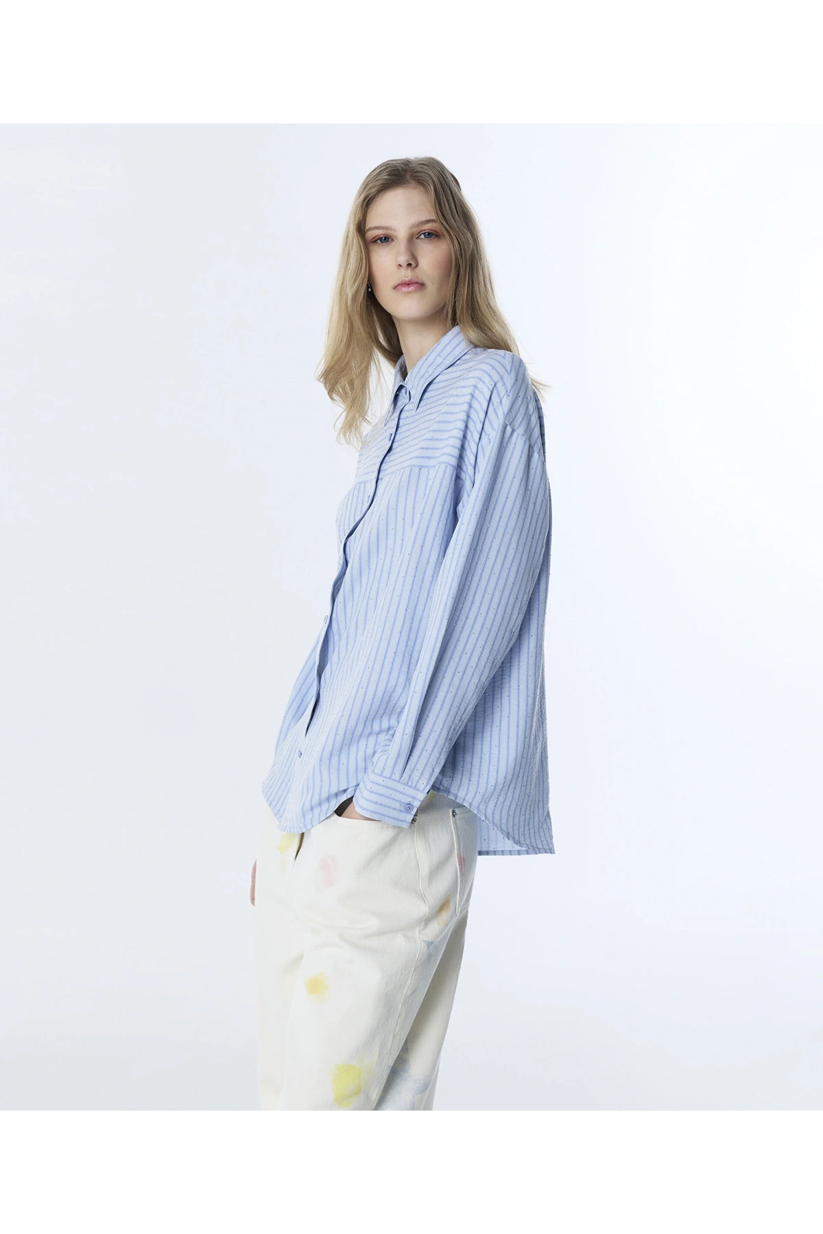 Twist Hotfix Baskılı Çizgi desen Gömlek TS1260025160