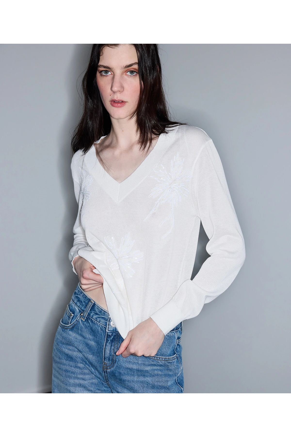 İpekyol Çiçek Motifli Triko IS1260050072