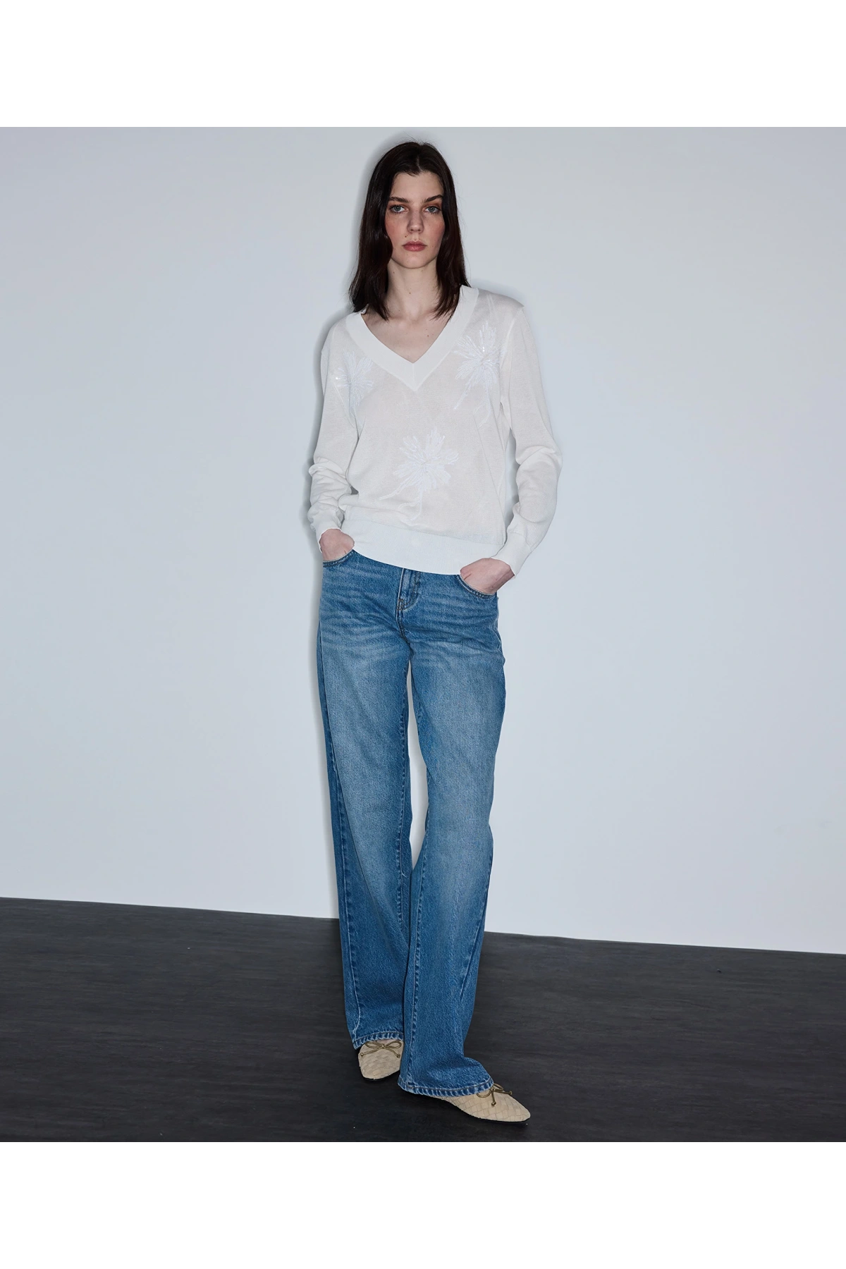 İpekyol Çiçek Motifli Triko IS1260050072