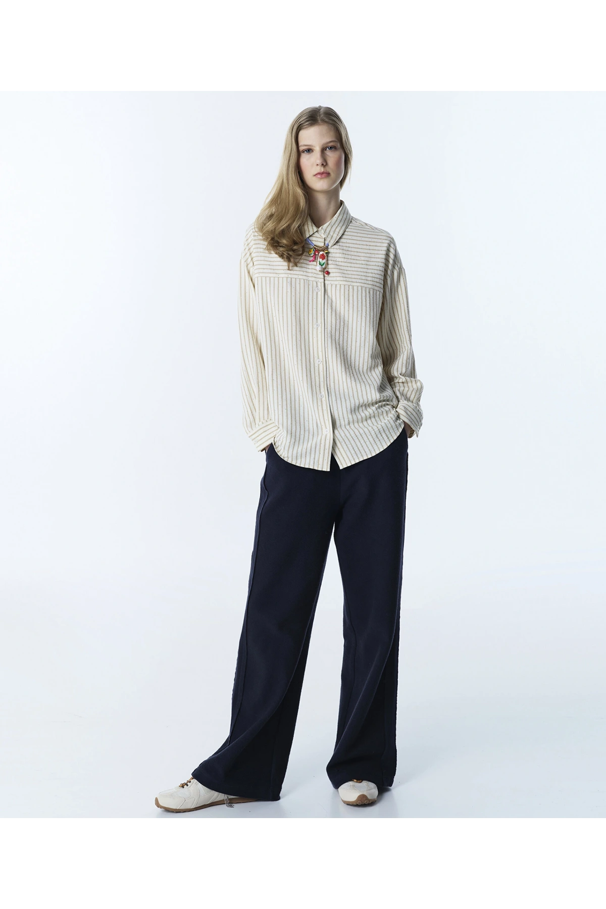 Twist Hotfix Baskılı Çizgi desen Gömlek TS1260025160