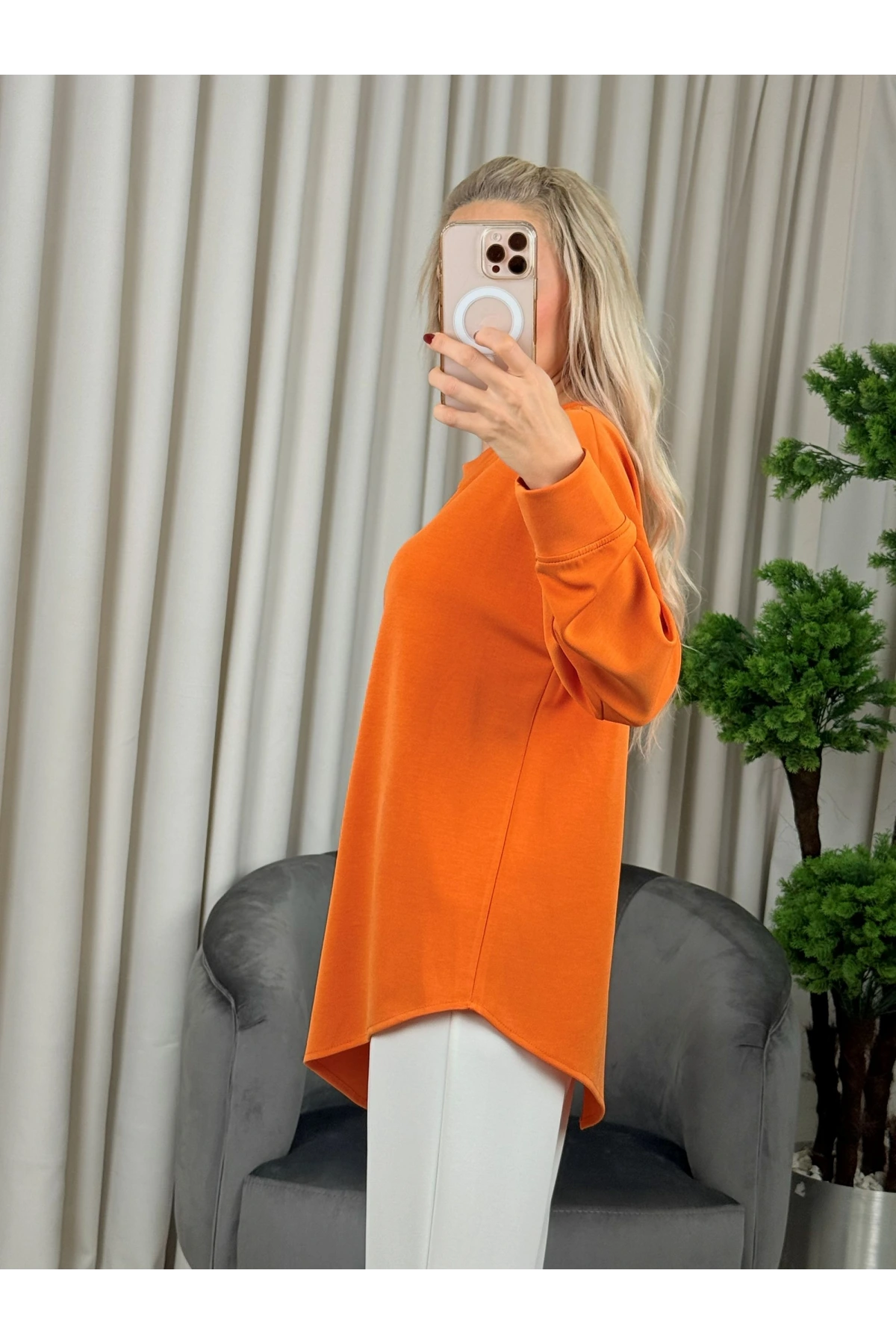 On Fashion Sıfır Yaka Fermuar Detaaylı Tunik 56433