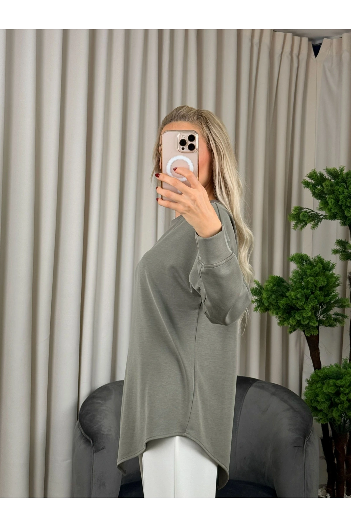 On Fashion Sıfır Yaka Fermuar Detaaylı Tunik 56433