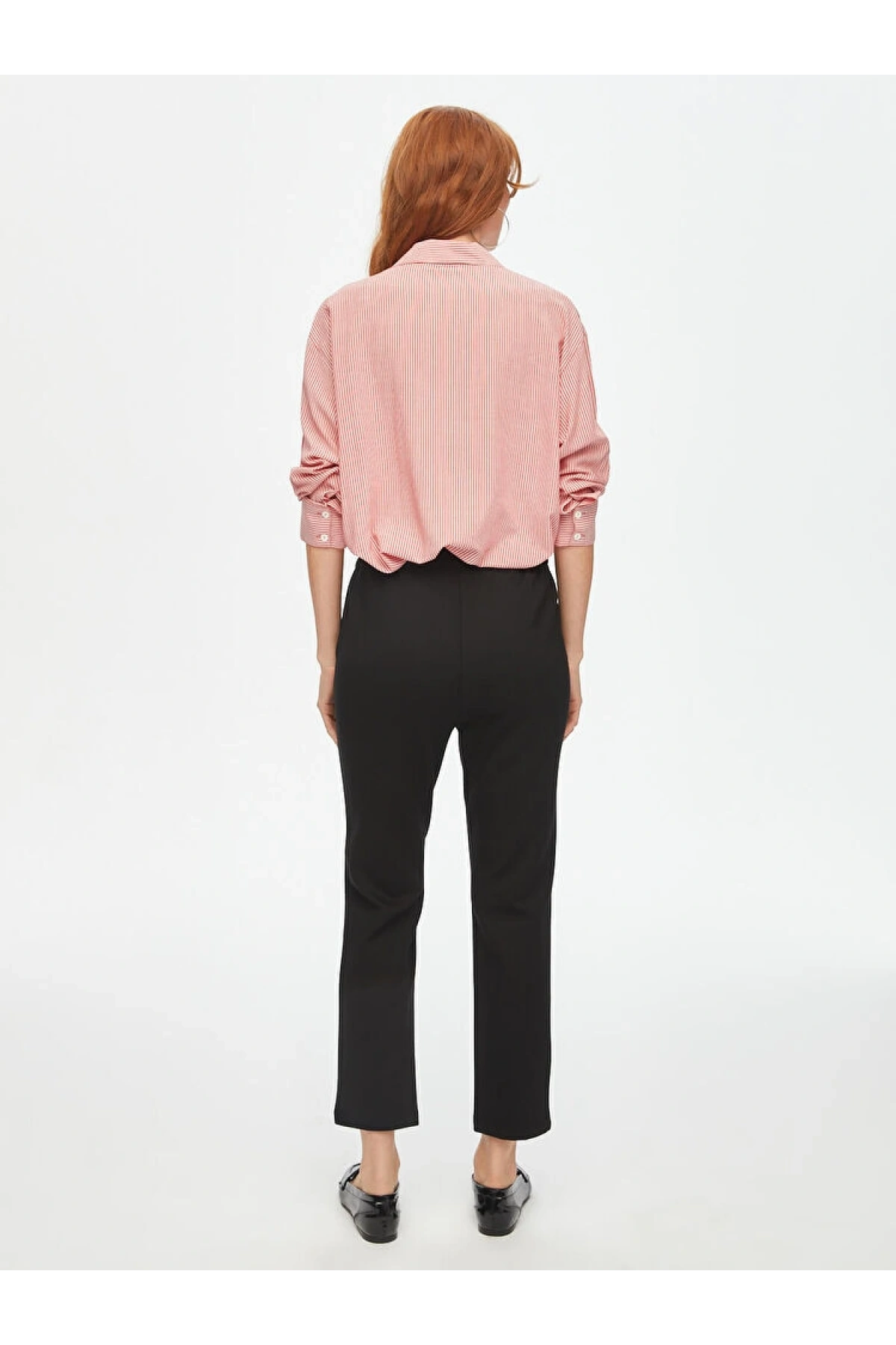 Faik Sönmez Kadın Önü Dikişli Slim Fit Örme Siyah Pantolon B00089