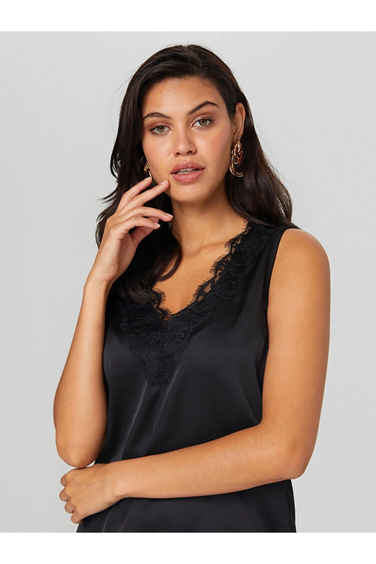 Faik Sönmez Kadın Dantelli Siyah Atlet B00065