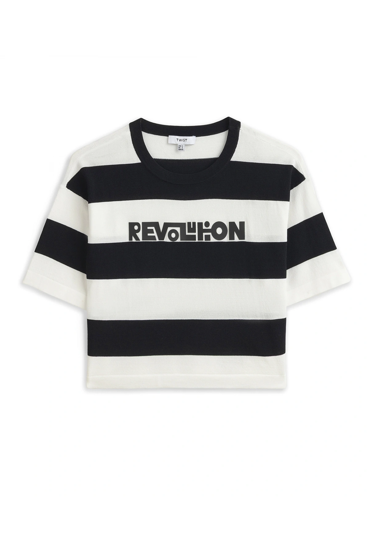 Twist Slogan Çizgi Desen Triko TS1260050028