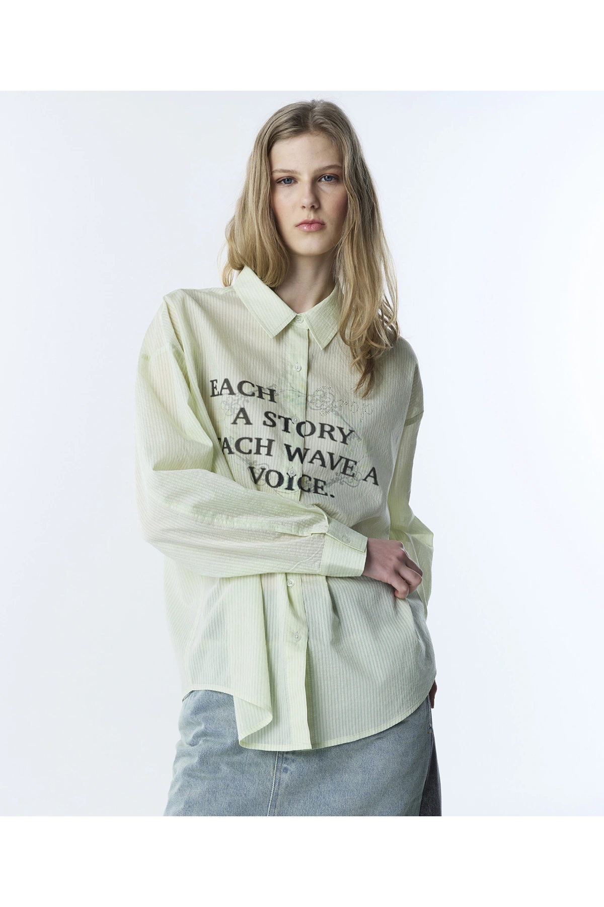 Twist Slogan Ve Görsel Baskılı Oversize Gömlek TS1260025110