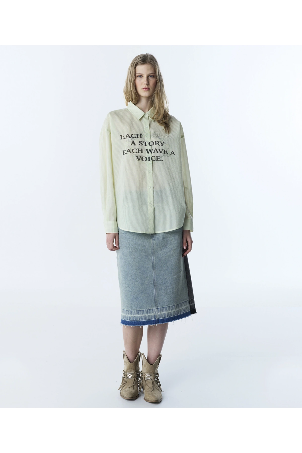 Twist Slogan Ve Görsel Baskılı Oversize Gömlek TS1260025110