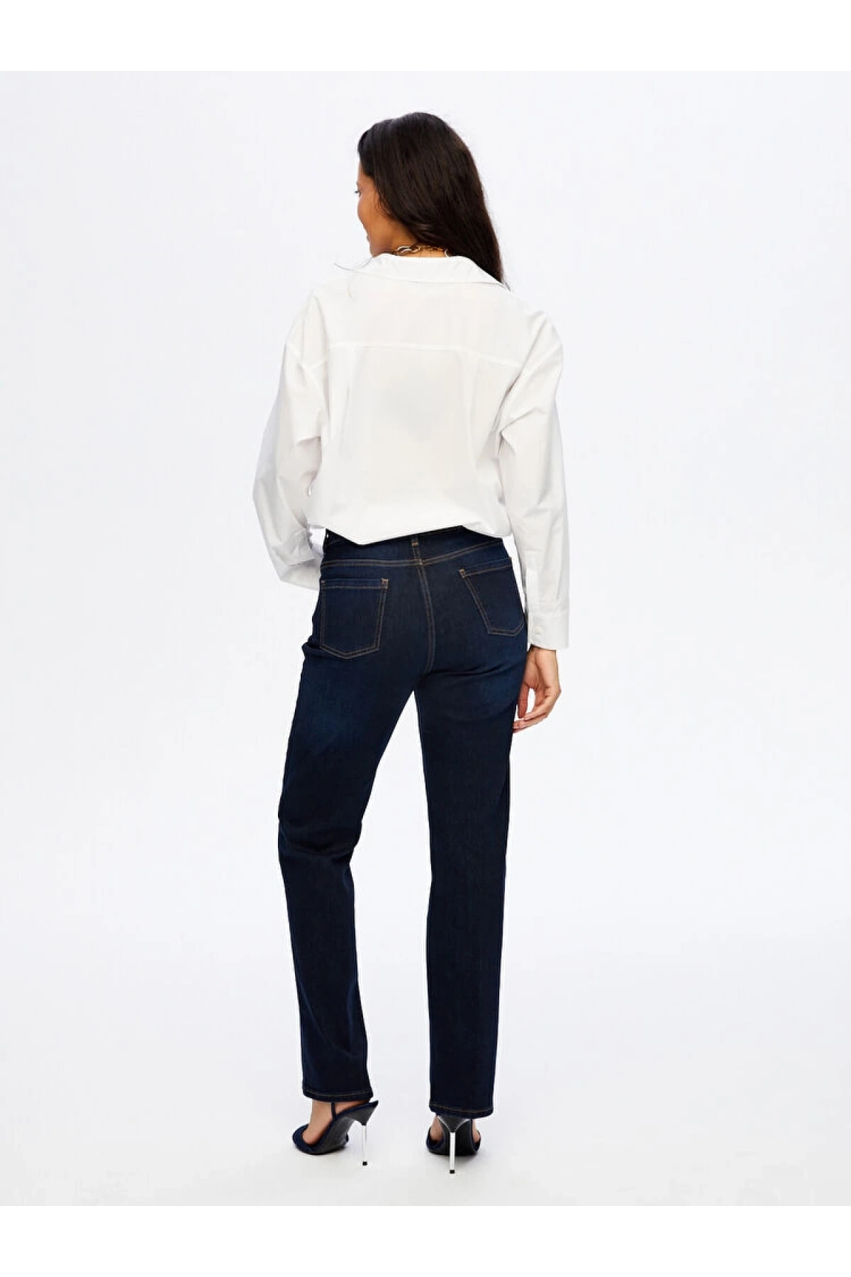 Faik Sönmez Kadın Önü Ütü İzli Wide Leg Fit İndigo Jean Pantolon UW26JPN002