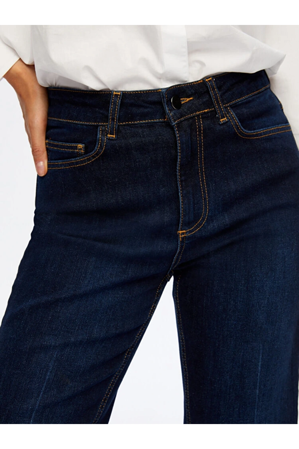 Faik Sönmez Kadın Önü Ütü İzli Wide Leg Fit İndigo Jean Pantolon UW26JPN002