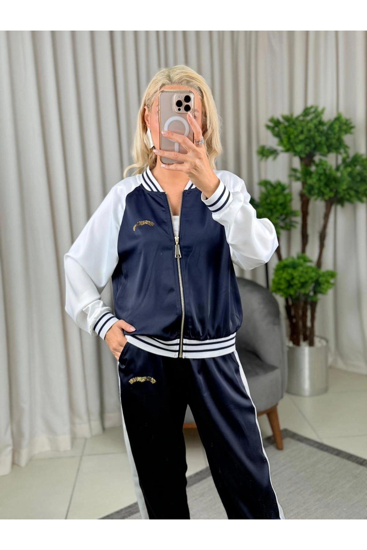 On Fashion Fermuarlı Ribanalı Eşorfman Üst 56349