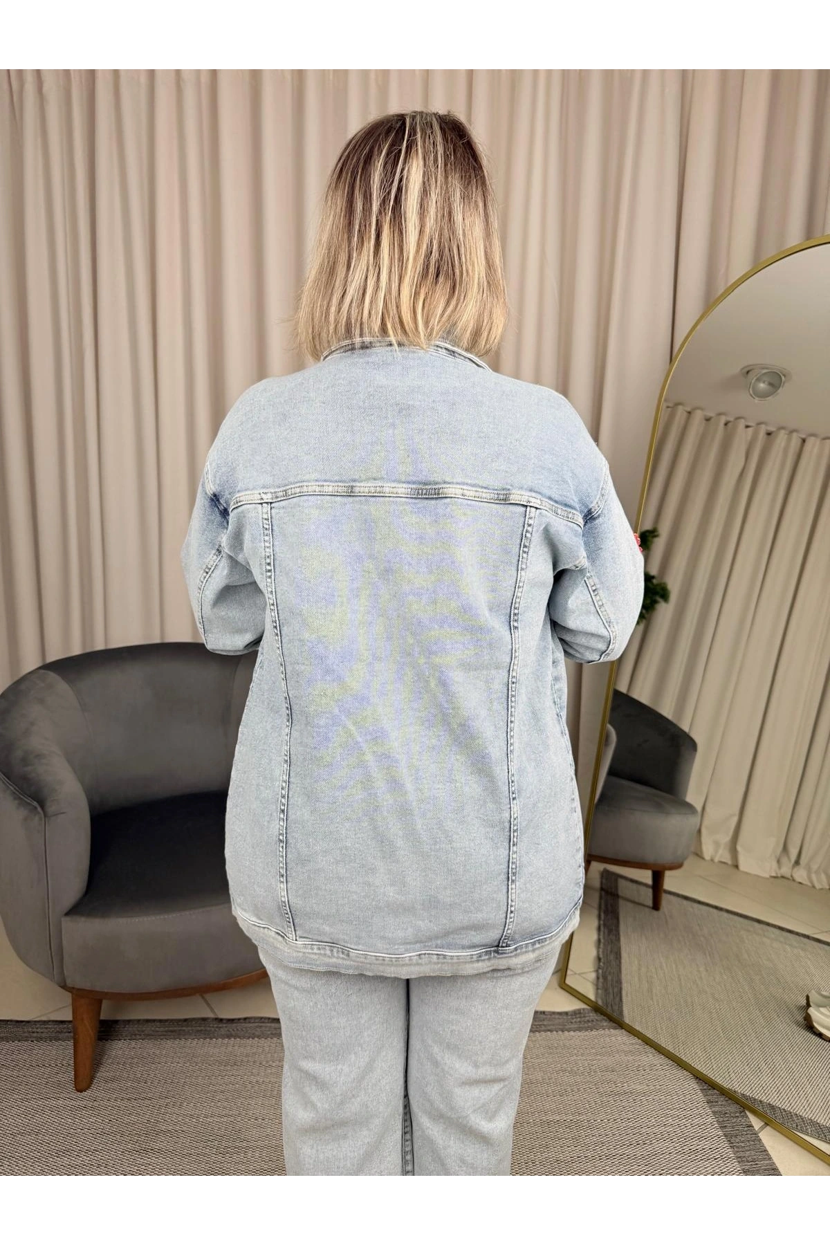 Ghisa Kırmızı Pul İşlemeli Kot Takım 25YGSTKM3058 Mavi