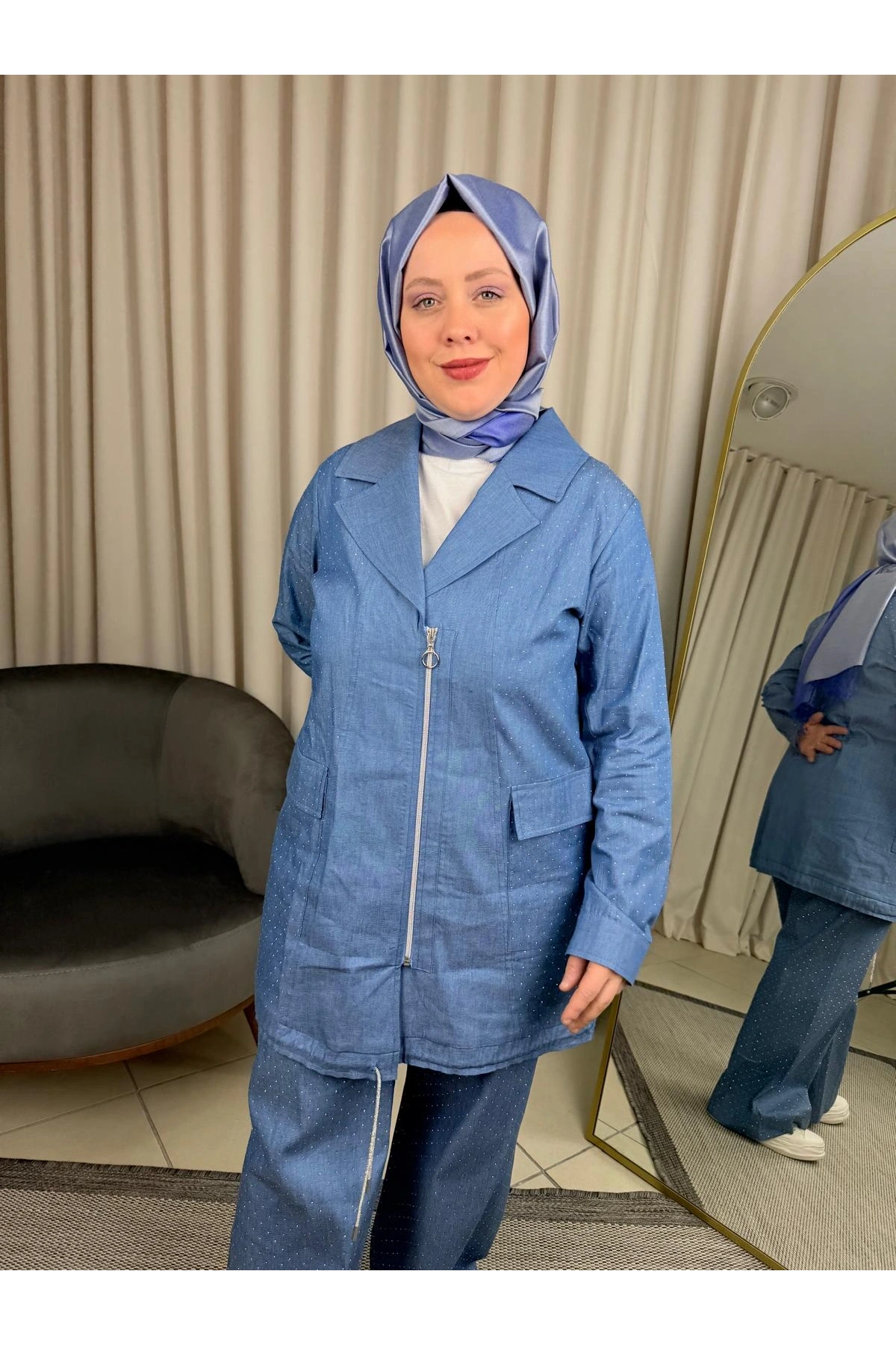 Fuat Gürşen Kruvaze Yaka Fermuarlı Kap 3608