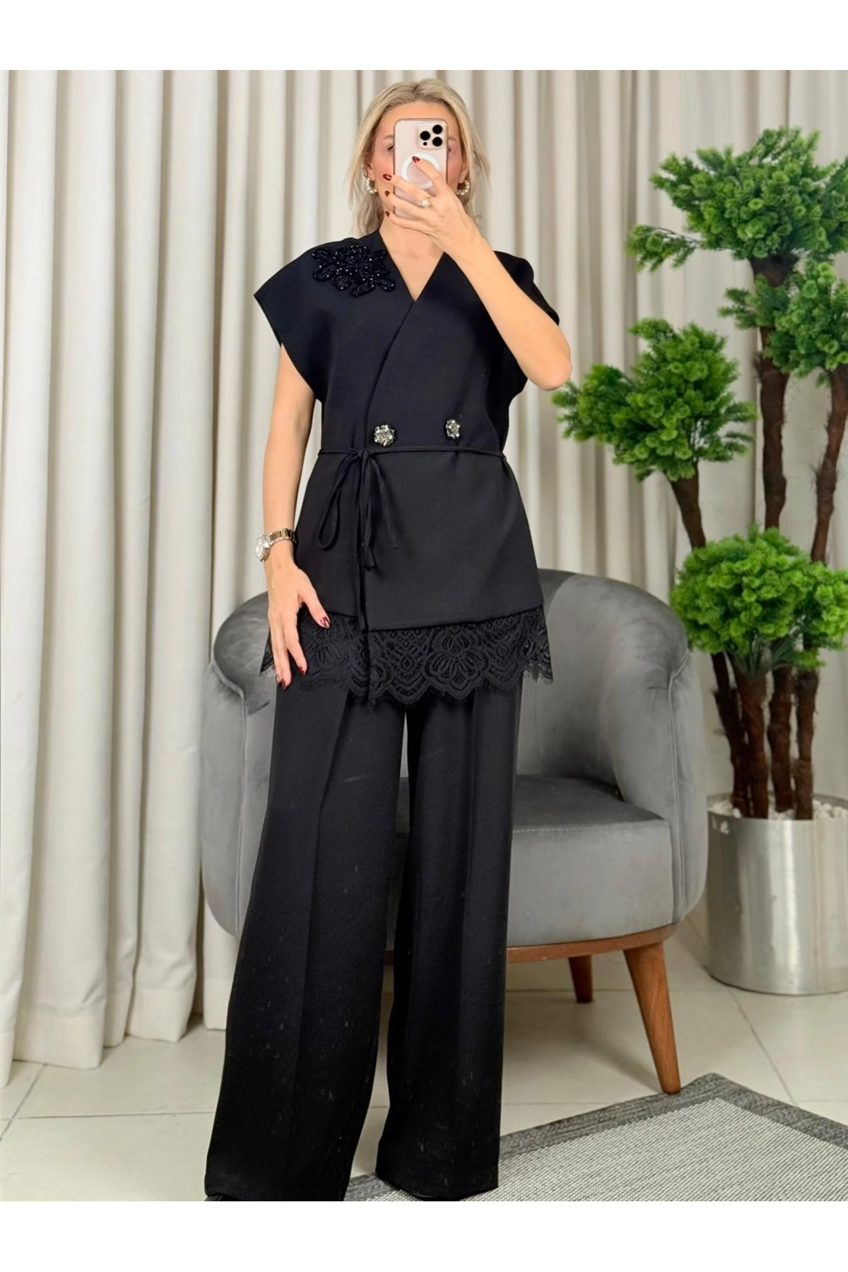 my312Yakası İşlemeli Takım 25S1401