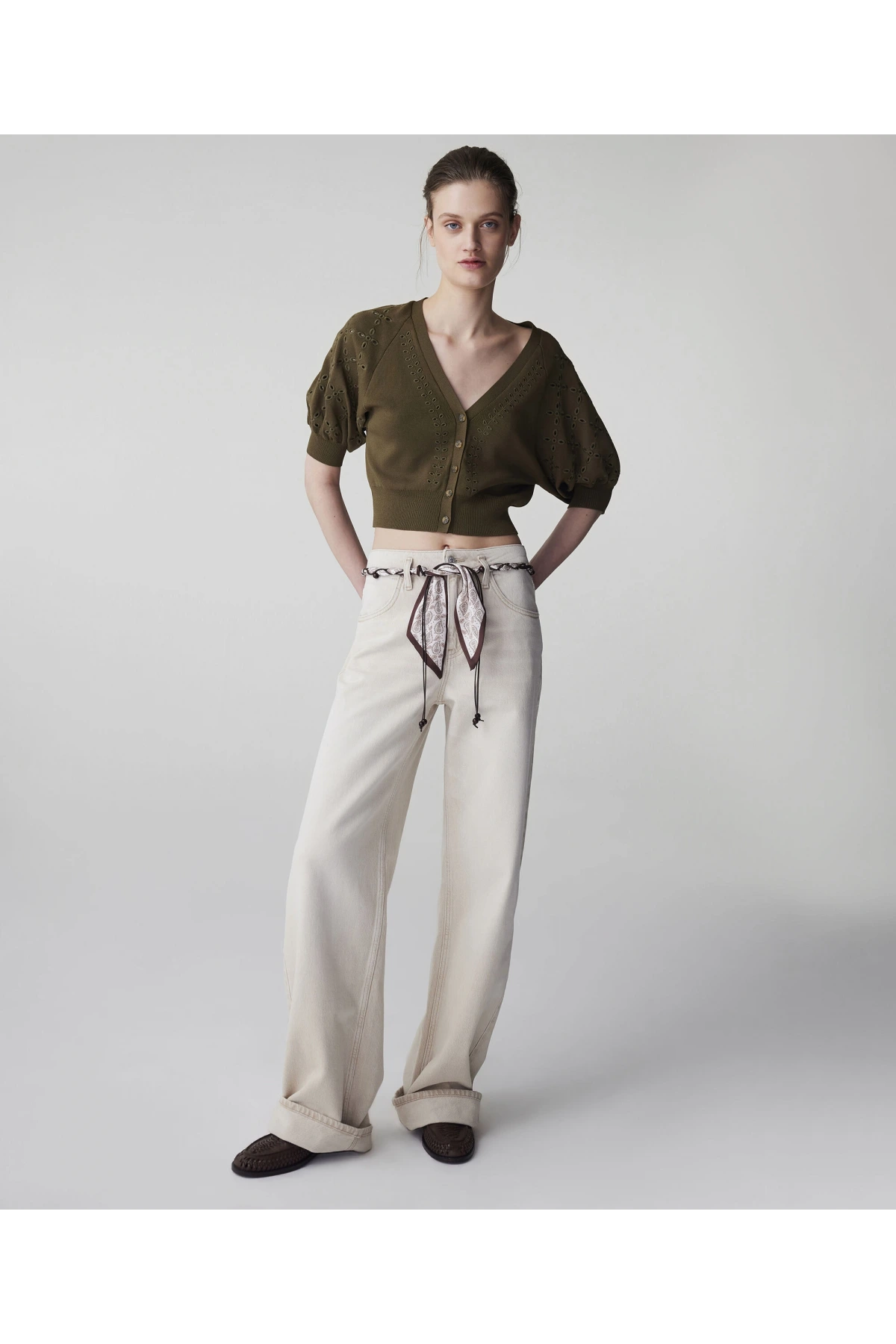 İpekyol Fular Kemerli Wide Leg Jean Pantolon IS1260018020