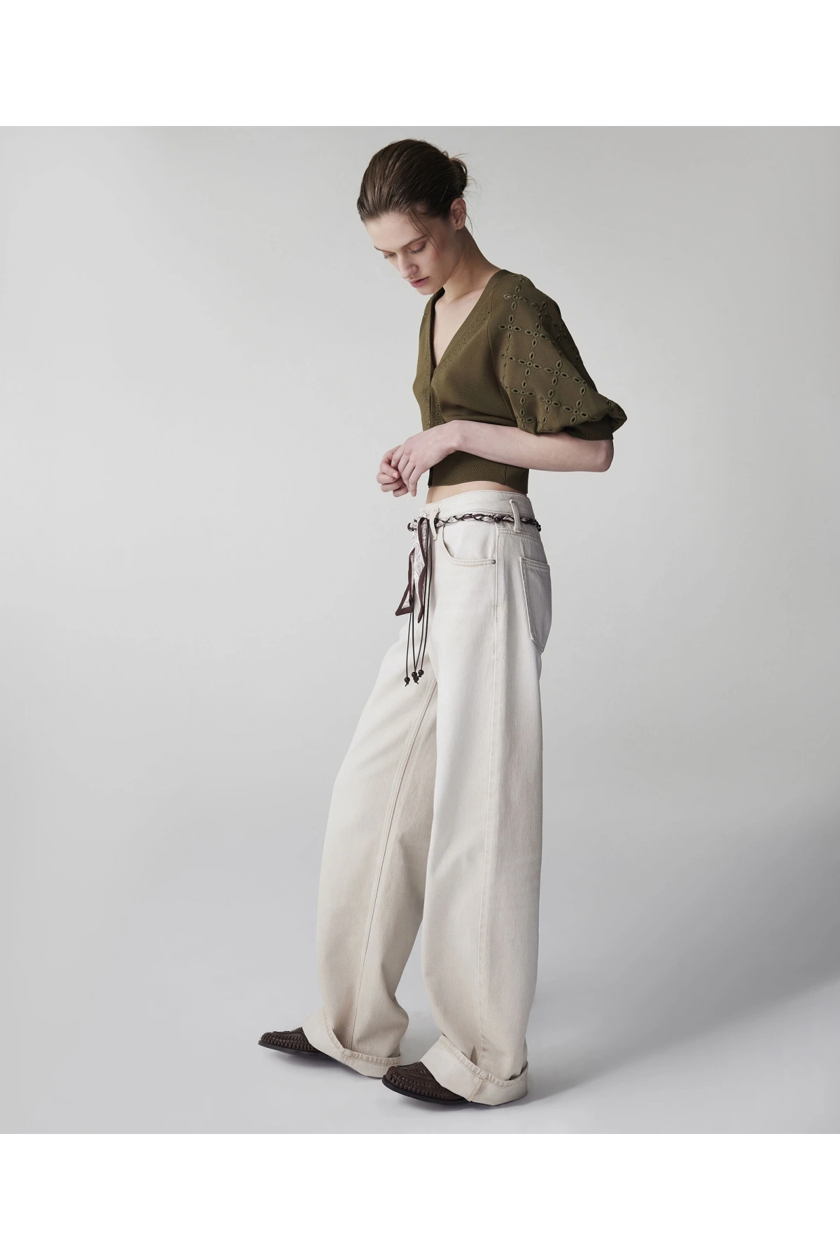 İpekyol Fular Kemerli Wide Leg Jean Pantolon IS1260018020