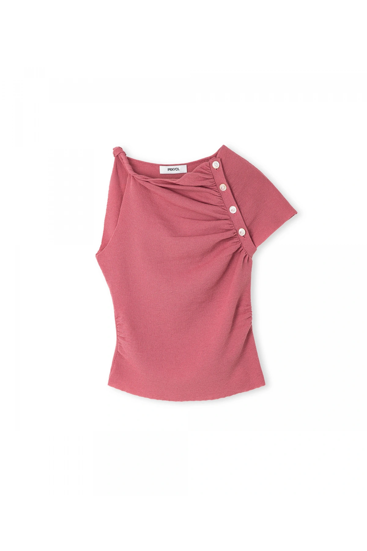 İpekyol Asimetrik kol büzgülü Triko IS1260050054